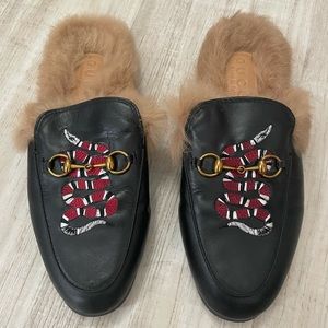Gucci Princetown Black Fur Slipper